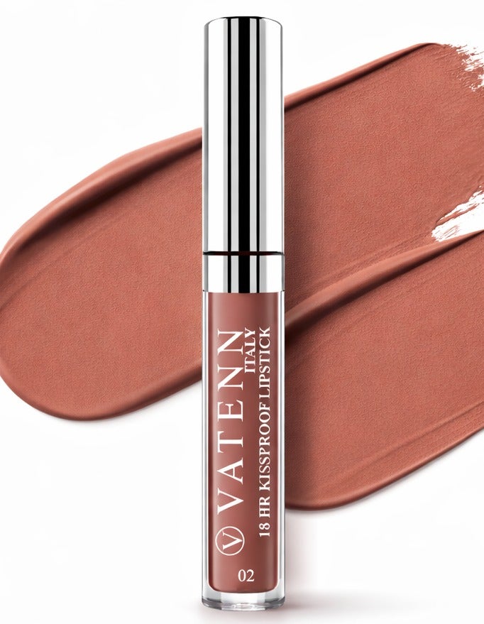 VATENN ITALY 18 Hr Kissproof Lipstick 02 Matte liquid lipstick, Lead-Free ,No Dry Feel, Weightless Feel, Vinyl Ink Kissproof /Lip Lingerie Transfer-Proof, All Day Wear. - Image 1